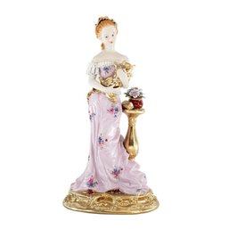 Intricate Allure: Net Lace Porcelain Figurine Of Rococo Splendor