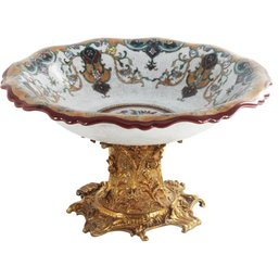 Elegance Meets Function: Hand-Painted Porcelain And Bronze Decorative Fruit Bowl