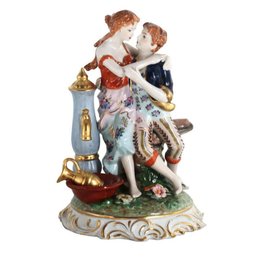 Whispers Of Romance: Classical 'Young Lovers' Porcelain Figurines In Rococo Style