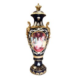 French Inspired: Vintage Porcelain Vase With Bronze Accents