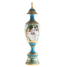 Teal Reverie: Hand-Painted Porcelain Jar With Rococo Splendor
