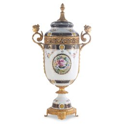 Luxurious Porcelain Jar On Ornate Bronze Base: A Rococo Masterpiece