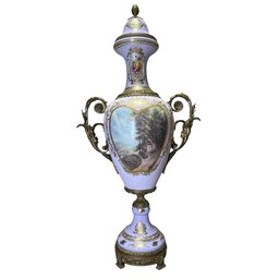 Elegance Reimagined: Baby Pink Louis XV Style Porcelain & Bronze Urn