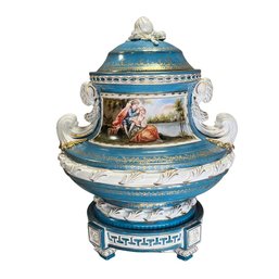 Striking Hand-Painted Porcelain Jar: A Vivid Blend Of Nature And Rococo Elegance