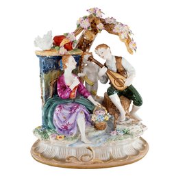 Melodies Of Togetherness: Porcelain Family Music Figurine In The Outdoors