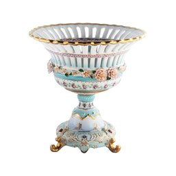 Timeless Craftsmanship: Rococo-Style Porcelain Serving Bowl With Ornate Base