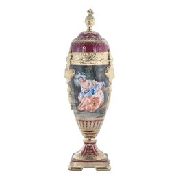 Crimson Elegance: Exceptional Hand-painted Court Prize Cup