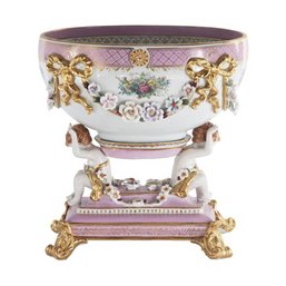 Rococo Elegance Porcelain Bowl In Pink And White