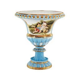 Romantic Reverie: Young Lovers Blue Porcelain Pot