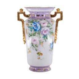 Oriental Elegance: Floral Motif Porcelain Vase In Soft Hues