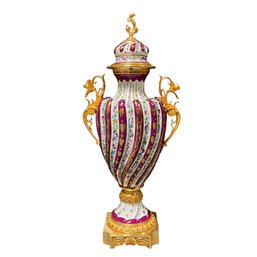 Intricate Beauty: Porcelain Vase With Bronze Details And Rococo Flourishes