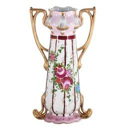A Collector's Dream: Elegant Porcelain Butterfly Vase With Floral Adornments