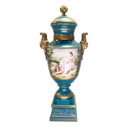 Verdant Elegance: Hand-Painted Porcelain And Bronze Vase
