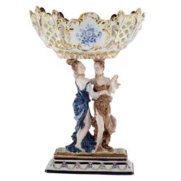 Two Muses Decorative Bowl: A Symphony Of Rococo Elegance