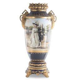 Artistry Unveiled: Hand-Painted Porcelain Vase With Exquisite Bronze Detailing