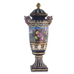 Floral Rococo Dreams: Hand-Painted Porcelain Vase
