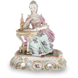 Elegant Reverie: Lady Reading Porcelain Figurine