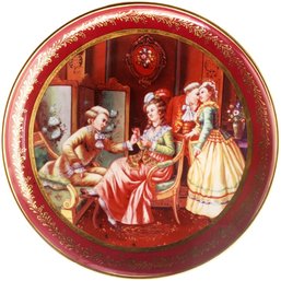 Red 20th Century Porcelain Plate With Rococo Elegance