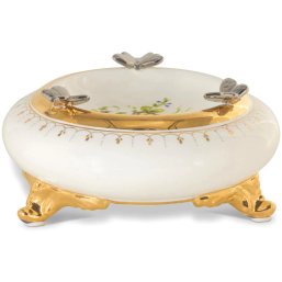 Artistry In Porcelain: Hand-Painted Rococo Butterfly Ashtray With Intricate Details - A Timeless Masterpiece