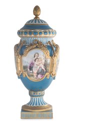 Azure Elegance: Hand-Painted Light Blue Porcelain Vase