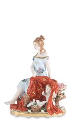 Capturing Tender Moments: Rococo-Style Mother And Child Porcelain Figurine