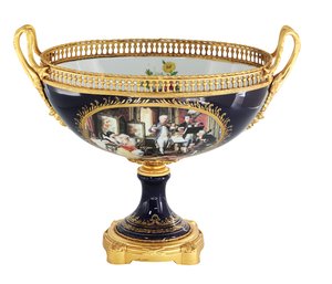 Dining In Style: Exquisite Rococo Porcelain Serving Bowl With Society Portrayals