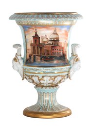 Vivid Horizons: Hand-Painted Teal Color Krater Pot