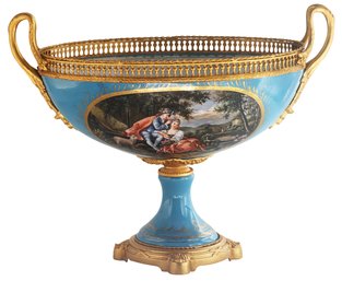 Romantic Reverie: Porcelain And Bronze Serving Bowl
