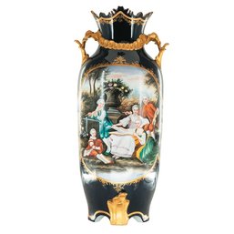 Luxuriously Hand-Painted Porcelain Vase With Natural Bronze Accents