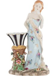 Timeless Beauty Rococo Masterpiece: Hand-Painted Porcelain Figurine Vase With Graceful Nature Scene