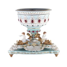 Elegant Porcelain Cherub Bowl - Rococo-inspired Hand-Painted Masterpiece