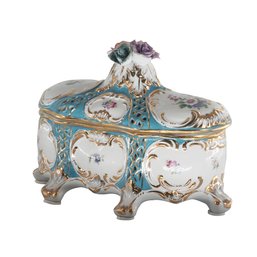 Handcrafted Porcelain Beauty: Floral Jar With Lid In Serene Light Blue