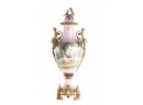 Bronze Parrot And Cherub Pink Vase