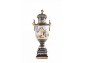 Gorgeous Hand Painted Porcelain And Bronze Mythological Vase