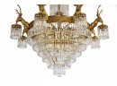 Brass And Crystal Stag Chandelier