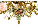 Porcelain And Brass Floral Chandelier
