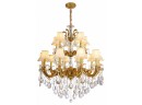 Three Tier Brass And Crystal Chandelier
