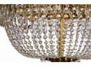 French Empire Style Basket Chandelier With Green Accents