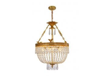 Empire Style Basket Chandelier With Eagles And Crystals Prisms