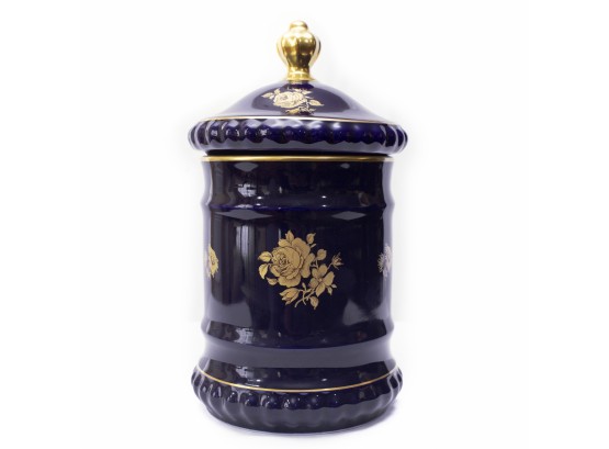 Vintage German Cobalt And Gold Jar