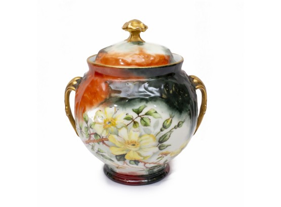 Striking Hand Painted Limoges Porcelain Jar