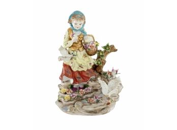 Girl With Dove Porcelain Figurine