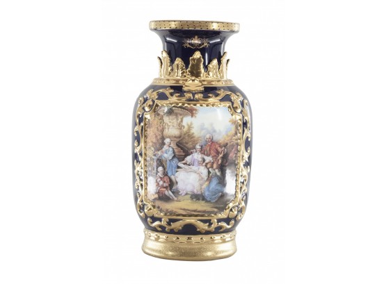 Hand Painted Porcelain Vase With Gold Detailing