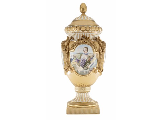 Hand Painted Rococo Style Porcelain Vase