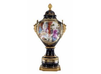 Hand Painted Rococo Style Porcelain And Bronze Vase