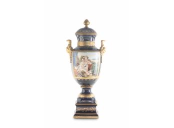 Gorgeous Hand Painted Porcelain And Bronze Mythological Vase