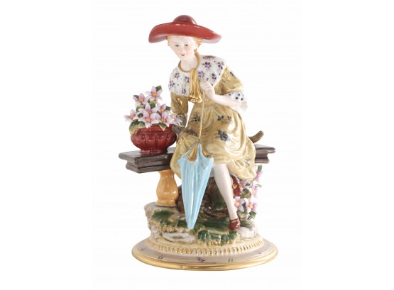 Lady With Parasol Porcelain Figurine