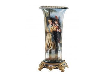 Rococo Style Hand Painted Flower Vase
