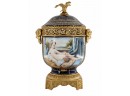 Ornate Bronze And Porcelain Hand Painted Jar