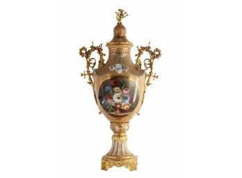 Luxurious Hand Painted Porcelain And Bronze Vase